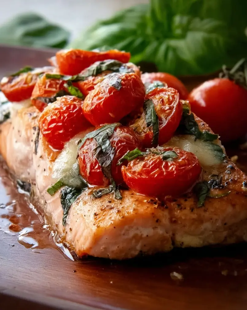 Tomato Basil Salmon 2 Fresh ingredients laid out for Tomato Basil Salmon preparation