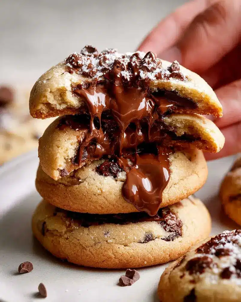 Nutella Stuffed Cookies 2 Ingredients and dough laid out for Nutella stuffed cookies