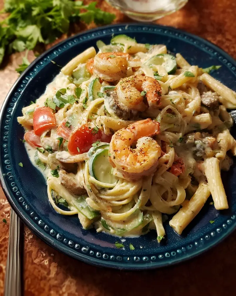 Peppered Shrimp Alfredo 2 Close-up of raw shrimp and black peppercorns, highlighting the peppered aspect of the dish preparation.