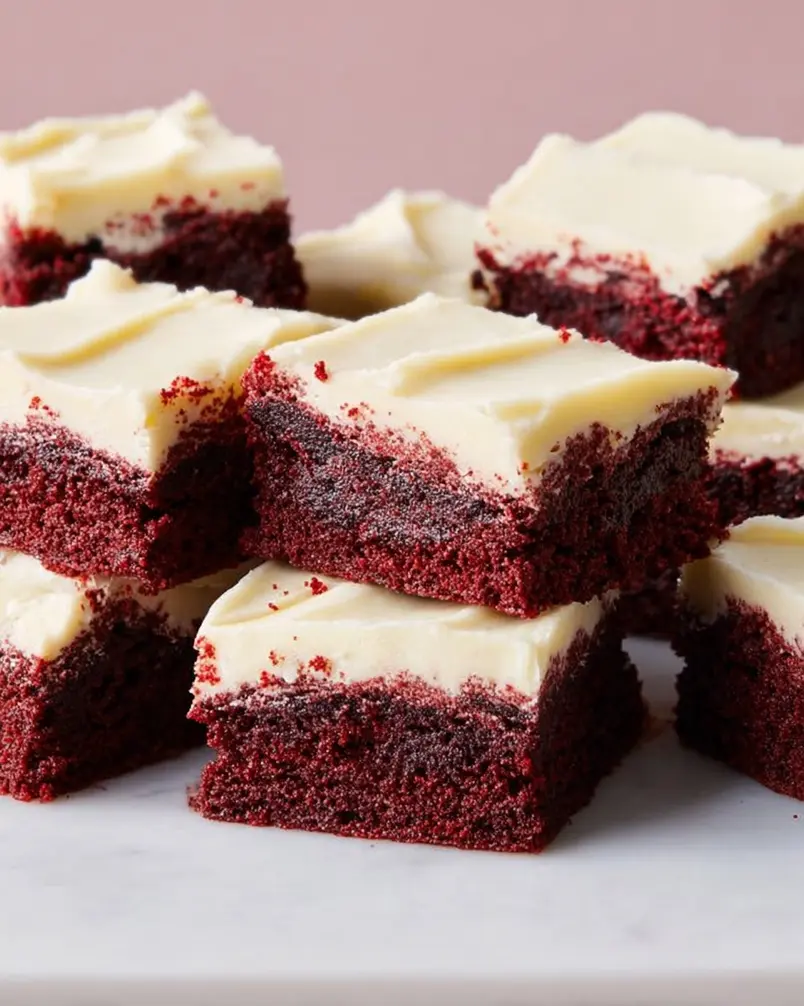 Red Velvet Cookie Bars 3 Baking process of red velvet cookie bars in a pan