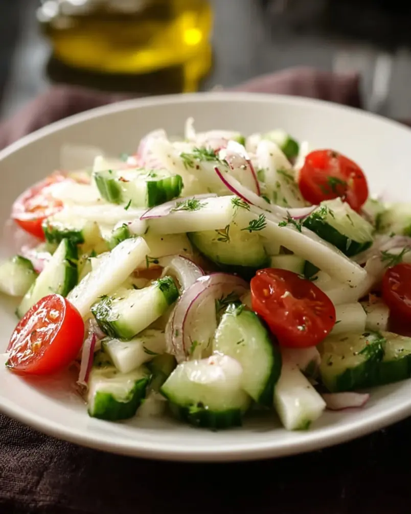 Summer Cucumber Jicama Salad 2 Fresh ingredients for Summer Cucumber Jicama Salad being prepared