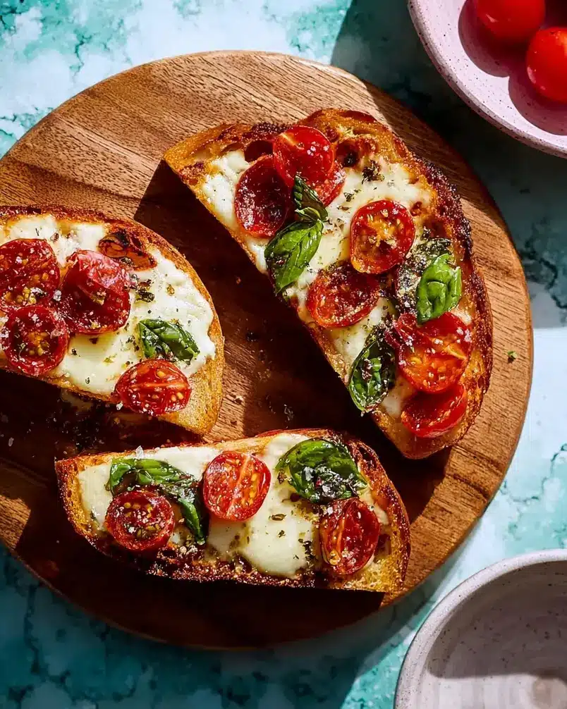 Pizza Lava Toast 2 Close-up of ingredients being assembled for Pizza Lava Toast, with bread, sauce, cheese, and toppings visible.