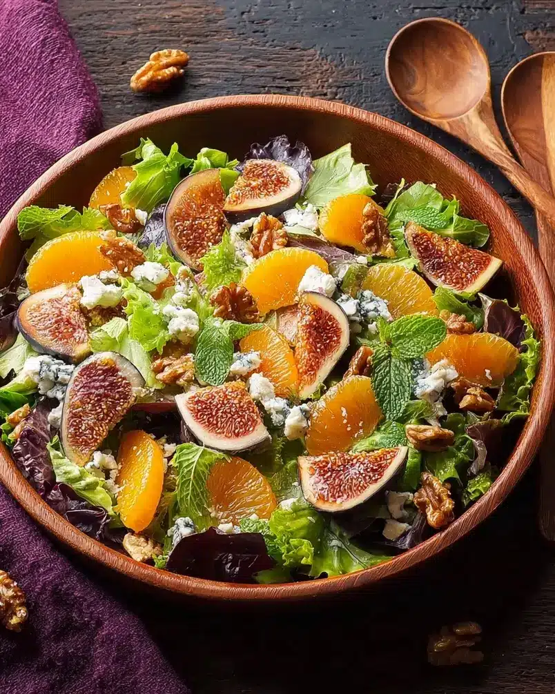 Orange, Fig, and Gorgonzola Salad 2 Fresh ingredients for Orange, Fig, and Gorgonzola Salad being prepared