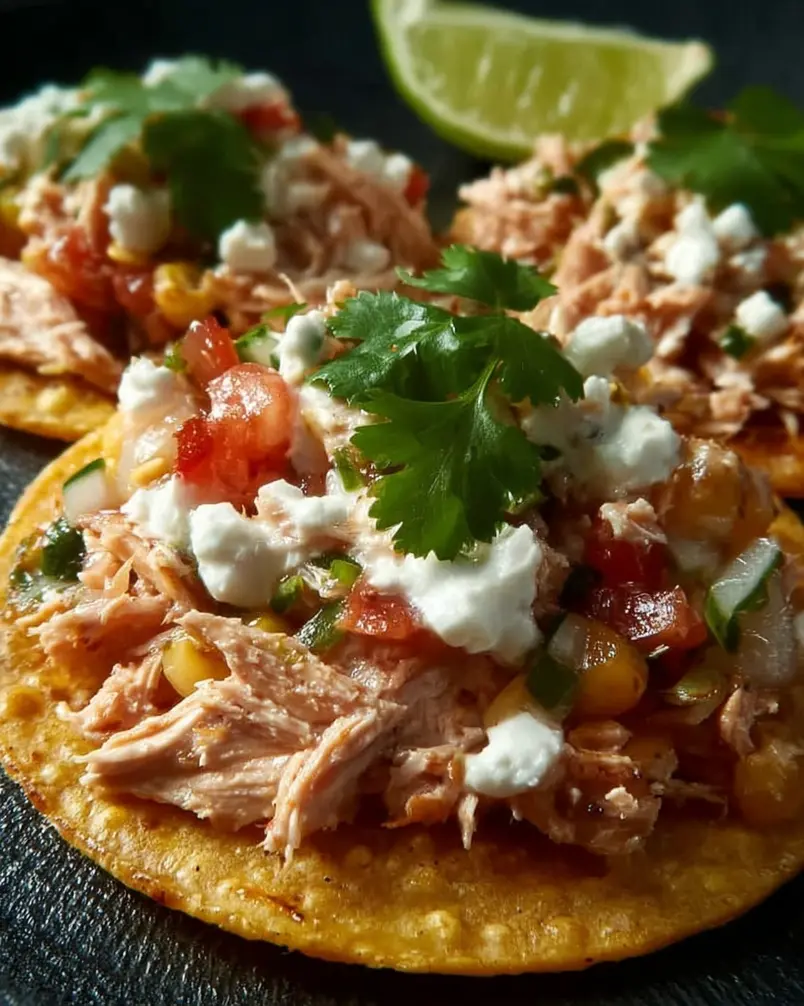 Tuna Tostadas 3 A variety of colorful toppings for tuna tostadas being arranged on a counter.