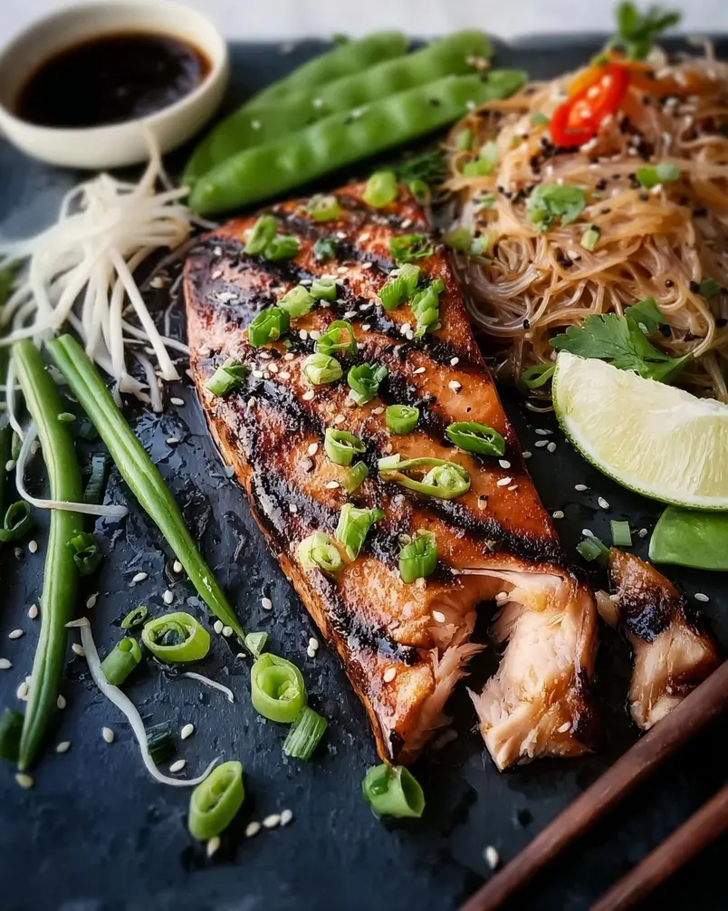 Sesame Grilled Salmon 2 Ingredients laid out for Sesame Grilled Salmon preparation