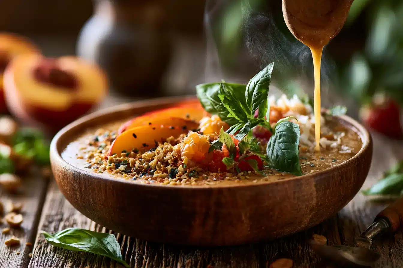 Peach and Basil Smoothie Bowl 2 Peach and Basil Smoothie Bowl