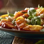 Peach Basil Salad with Feta and Honey Dressing 2 peach basil salad