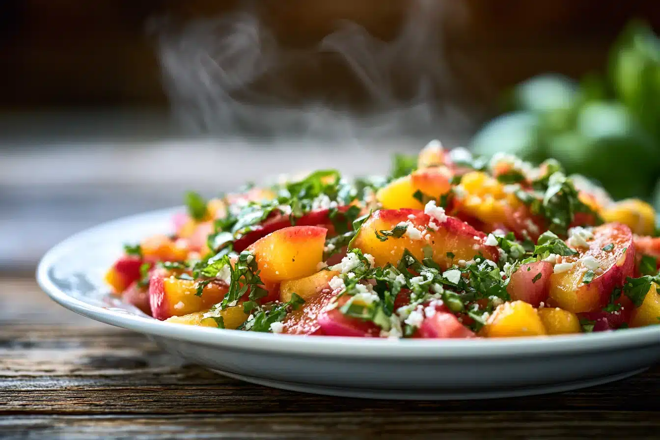 Peach and Basil Salad with Feta 2 Peach and Basil Salad with Feta