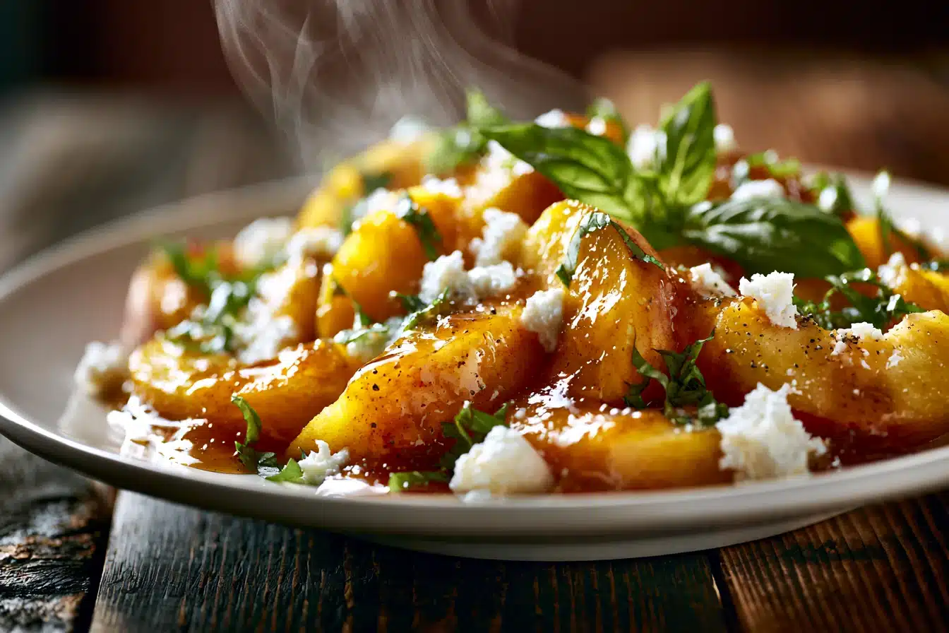 Peach Basil Salad with Feta and Honey Dressing 3 Peach Basil Salad with Feta and Honey Dressing