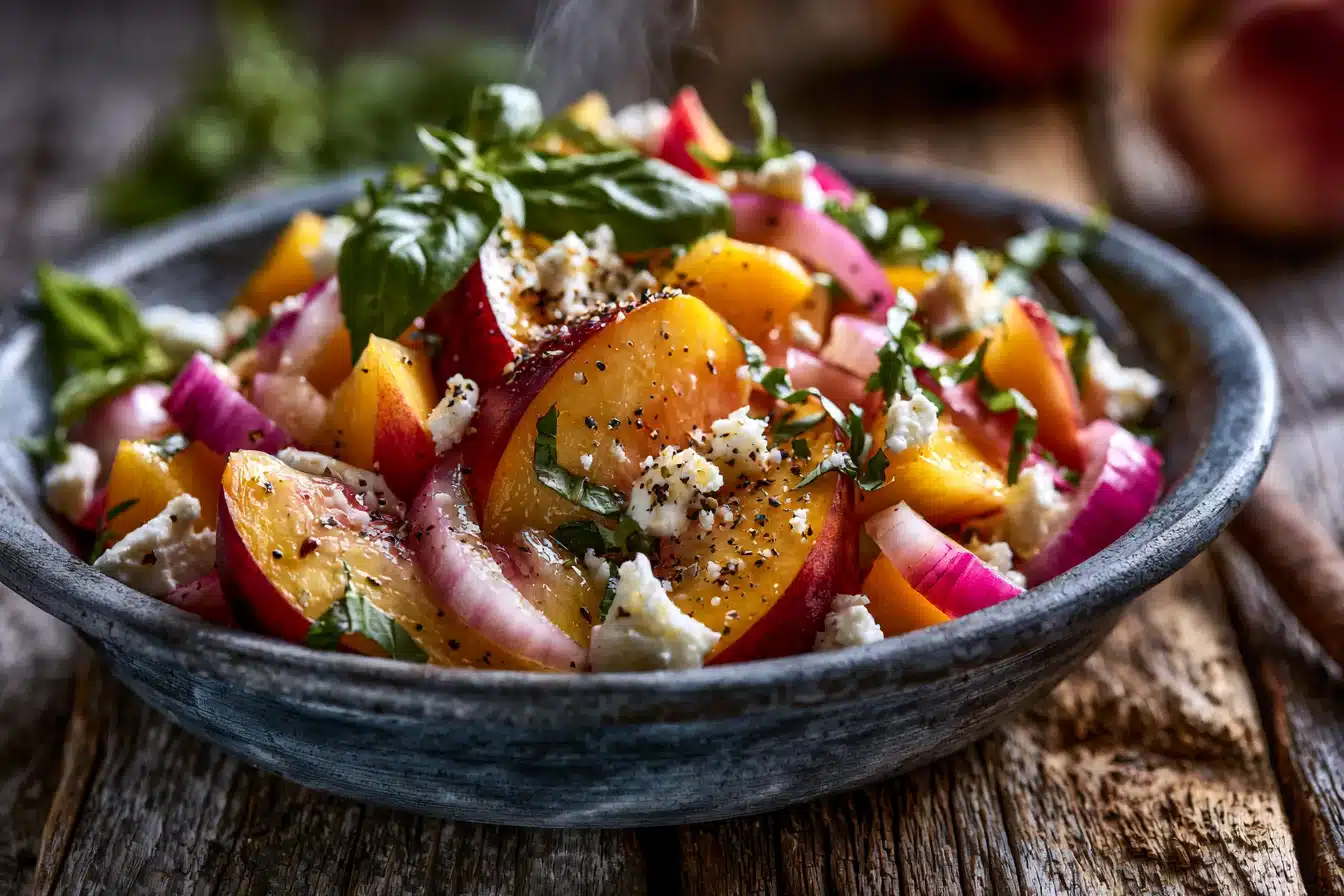 Peach and Basil Salad with Feta 3 Peach and Basil Salad with Feta