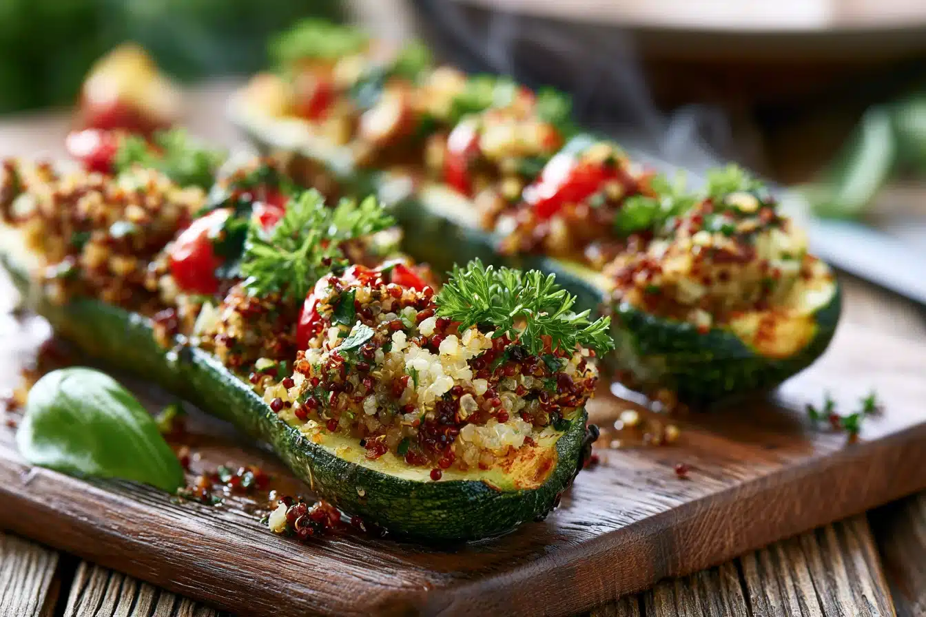 Savory Quinoa Stuffed Zucchini Boats 2 Savory Quinoa Stuffed Zucchini Boats
