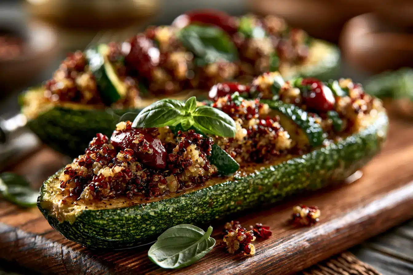 Savory Quinoa Stuffed Zucchini Boats 3 Savory Quinoa Stuffed Zucchini Boats