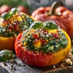 Savory Spinach and Feta Stuffed Peppers 2 savory spinach and feta stuffed peppers