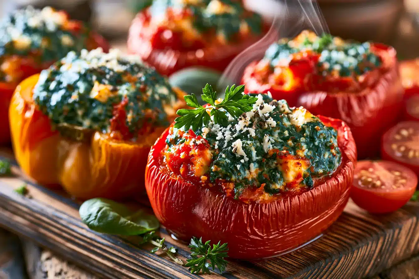 Savory Spinach and Feta Stuffed Peppers 3 Savory Spinach and Feta Stuffed Peppers